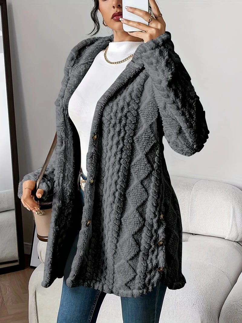 Sophia | Kuschelige Plüsch-Strickjacke Mit Kapuze Für Gemütliche Tage