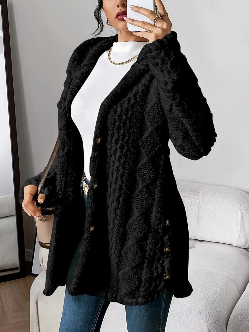 Sophia | Kuschelige Plüsch-Strickjacke Mit Kapuze Für Gemütliche Tage