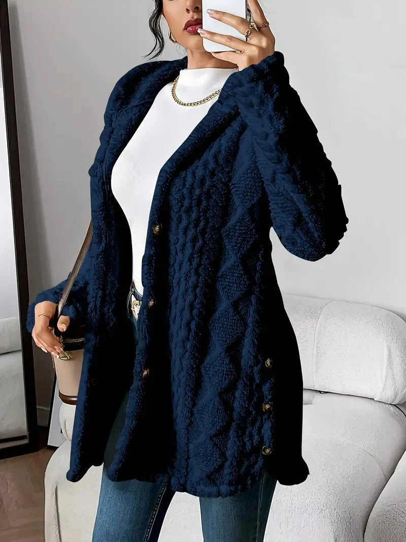 Sophia | Kuschelige Plüsch-Strickjacke Mit Kapuze Für Gemütliche Tage