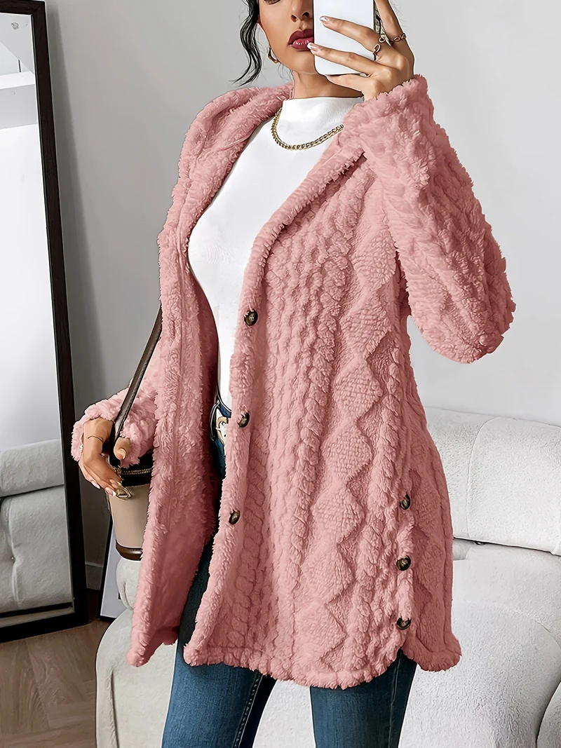 Sophia | Kuschelige Plüsch-Strickjacke Mit Kapuze Für Gemütliche Tage
