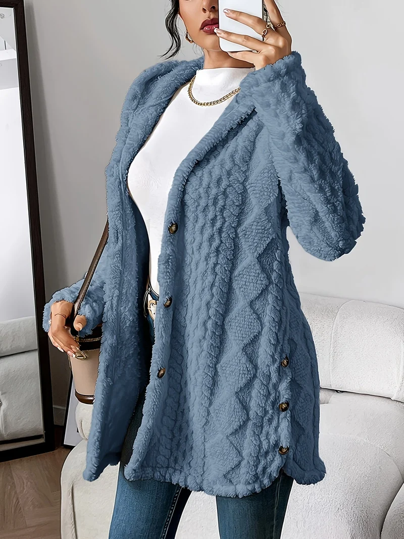 Sophia | Kuschelige Plüsch-Strickjacke Mit Kapuze Für Gemütliche Tage