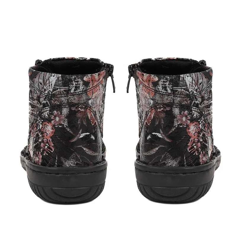 Leather Ankle Boots - LUCK34005 / 321 855 - Black Floral