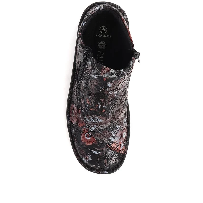 Leather Ankle Boots - LUCK34005 / 321 855 - Black Floral