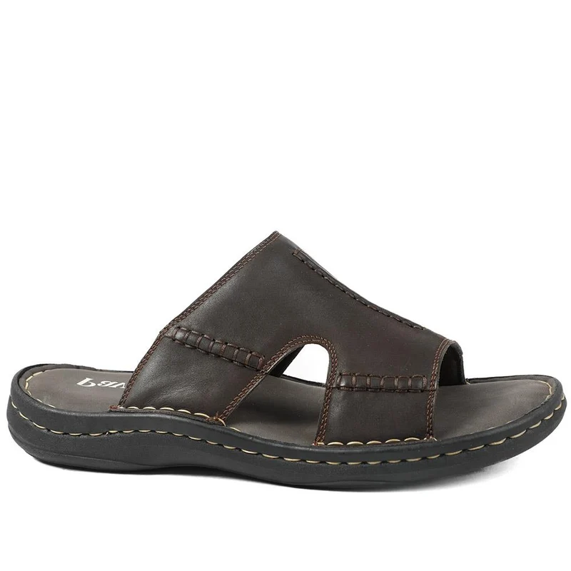 Slip On Leather Mule Sandals - AATRA43004 / 328 930 - Dark Brown