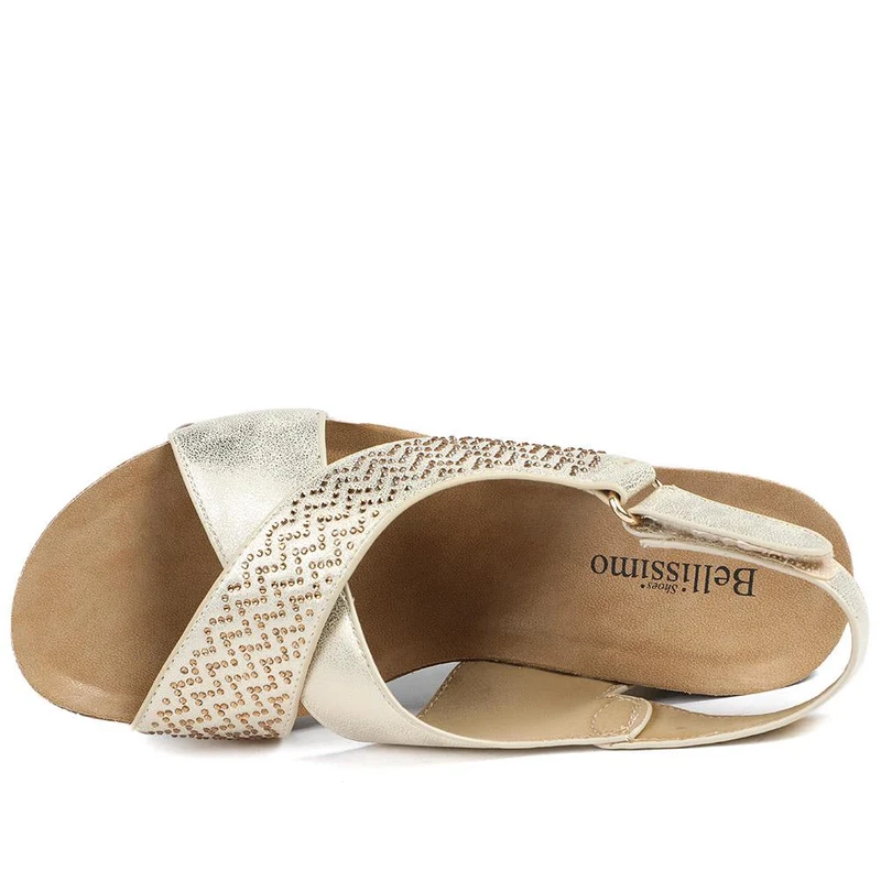 Bellissimo Wide Fit Slingback Sandals - BELBAIZH43027 / 329 115 - Soft Gold