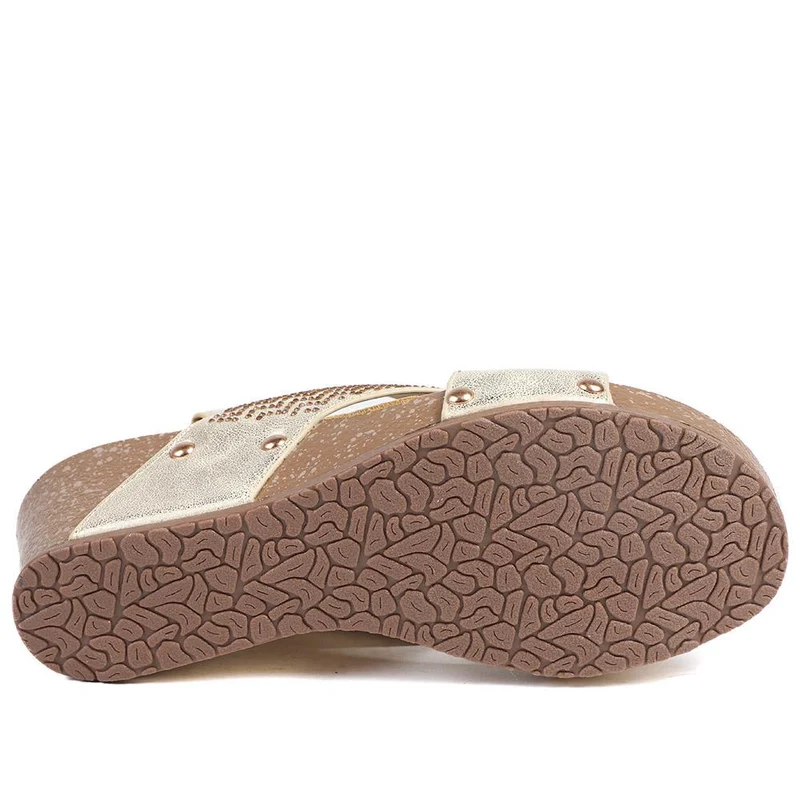 Bellissimo Wide Fit Slingback Sandals - BELBAIZH43027 / 329 115 - Soft Gold