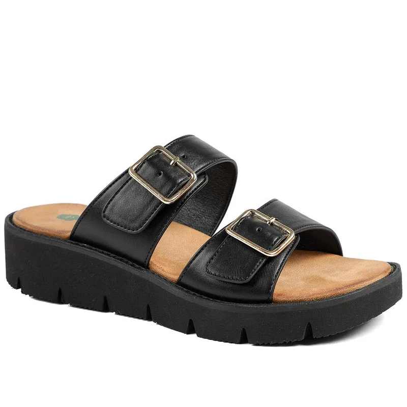 Wide Fit Cushioned Buckled Sandals - BAIZH43015 / 329 140