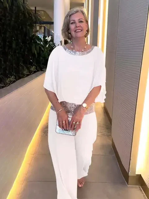 Katrin | Elegantes und Fließendes Zweiteiliges Set mit Wide-Leg-Hose