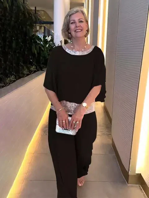 Katrin | Elegantes und Fließendes Zweiteiliges Set mit Wide-Leg-Hose