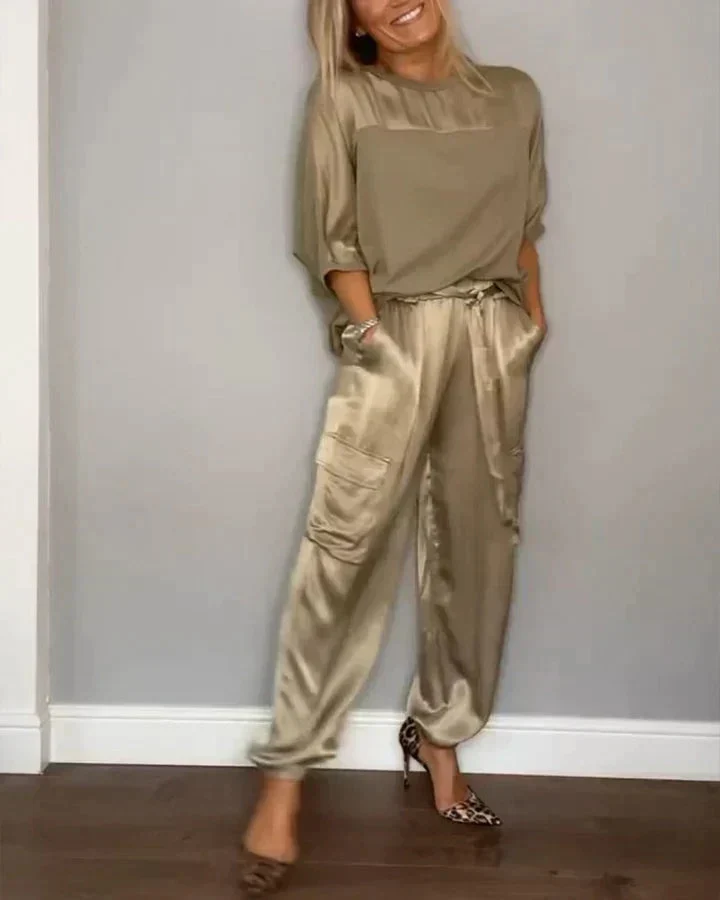 Kristin | Elegantes und Luxuriöses Zweiteiliges Set im Satin-Stil