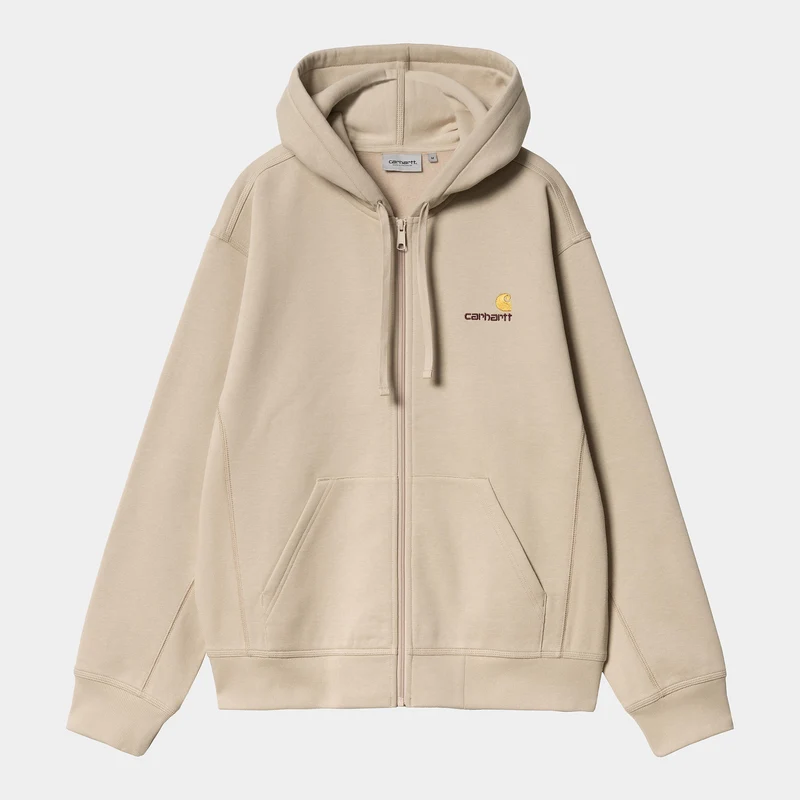 Carhartt WIP Herren American Script Kapuzenjacke mit Reißverschluss vorne – Fleur De Sel