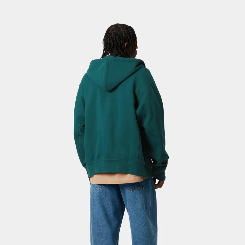 Carhartt WIP Herren American Script Kapuzenjacke mit Reißverschluss vorne – Malachit