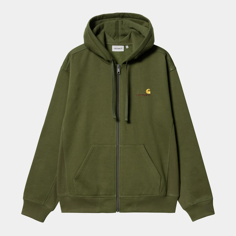 Carhartt WIP Herren American Script Kapuzenjacke mit Reißverschluss vorne - Estragon