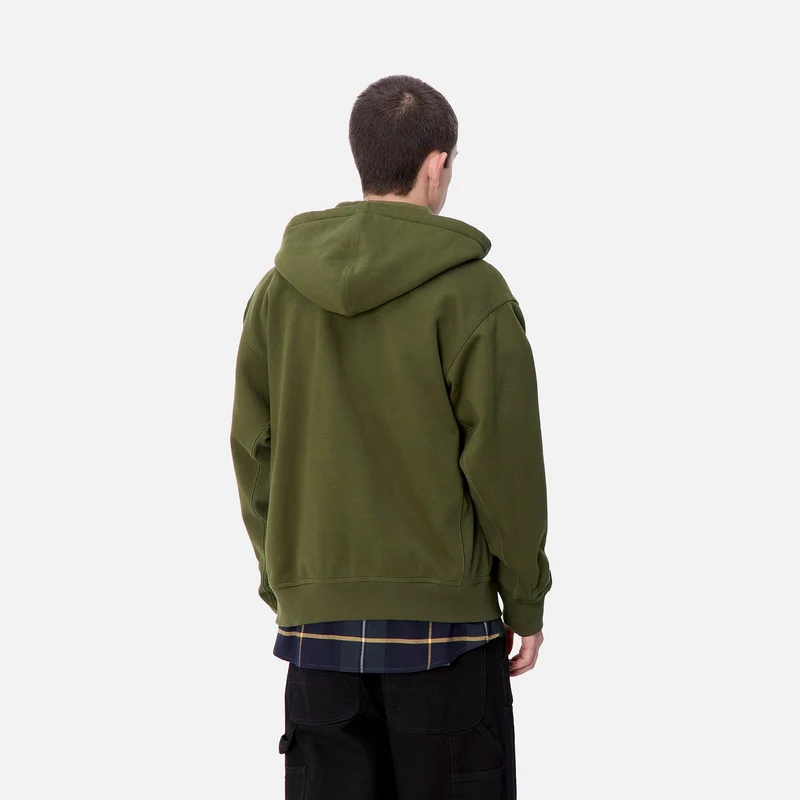 Carhartt WIP Herren American Script Kapuzenjacke mit Reißverschluss vorne - Estragon