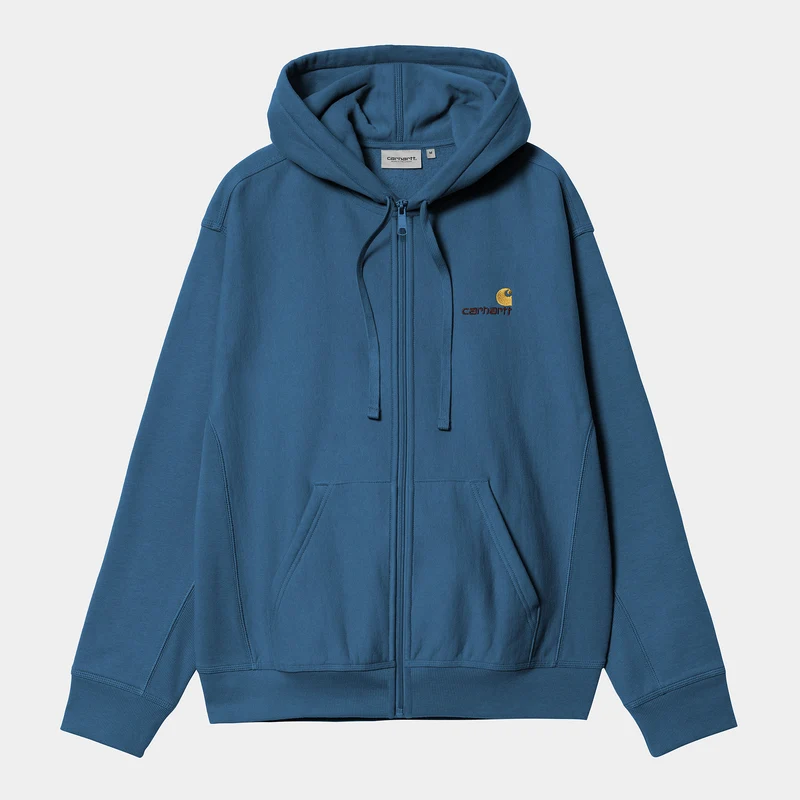 Carhartt WIP Herren American Script Kapuzenjacke mit Reißverschluss vorne – Sodalith