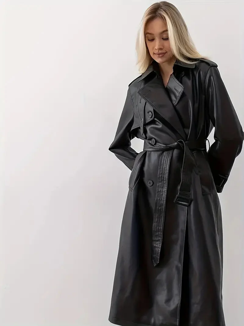 Valerie | Eleganter Kunstleder-Trenchcoat Mit Luxuriöser Ausstrahlung