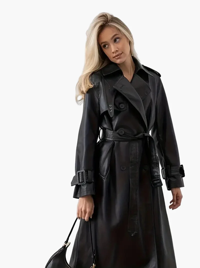 Valerie | Eleganter Kunstleder-Trenchcoat Mit Luxuriöser Ausstrahlung