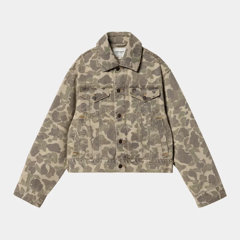 Carhartt WIP Duck Orell Jacke für Damen | Camo Duck Schwarz Gebleicht
