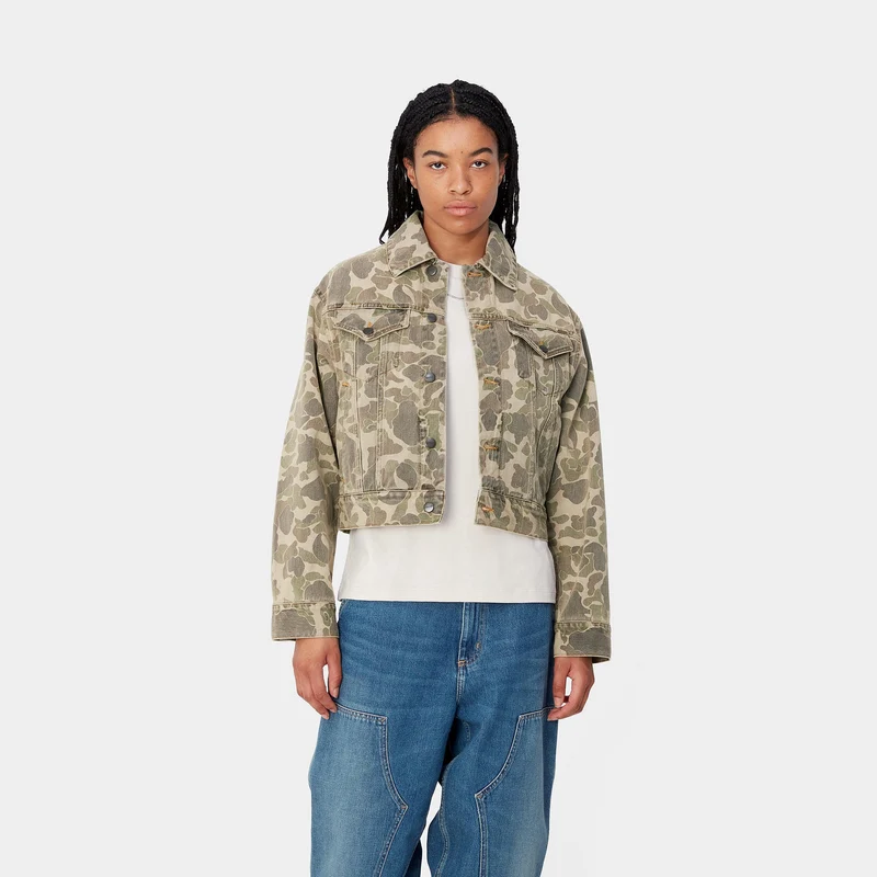 Carhartt WIP Duck Orell Jacke für Damen | Camo Duck Schwarz Gebleicht