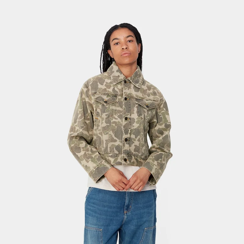 Carhartt WIP Duck Orell Jacke für Damen | Camo Duck Schwarz Gebleicht