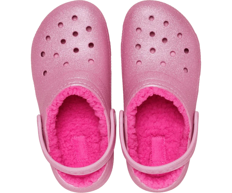 CROCS Kinder Klassischer Glitzer Lined Clog - Rosa Tweed