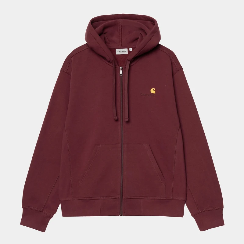 Carhartt WIP Herren American Script Kapuzenjacke mit Reißverschluss vorne – Malbec