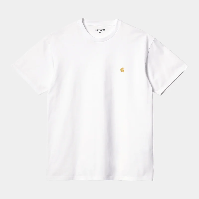 Carhartt WIP Herren Chase Kurzarm-T-Shirt – Weiß / Gold