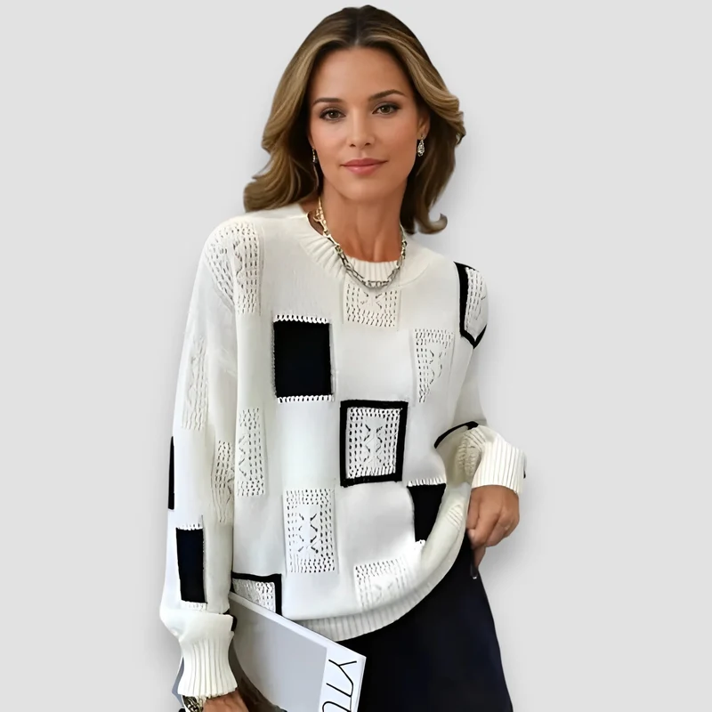 Greta | Geometrischer Strickpullover Mit Modernem Muster