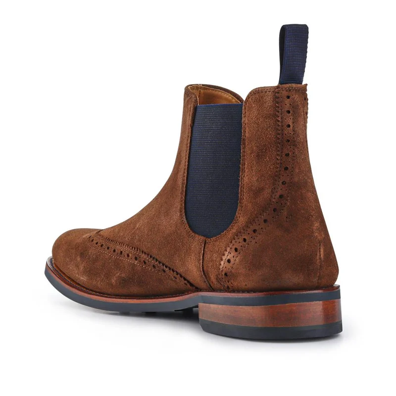 Barrett Goodyear Welted Leather Wingtip Boots - BARRETT / 327 962 - Brown Suede