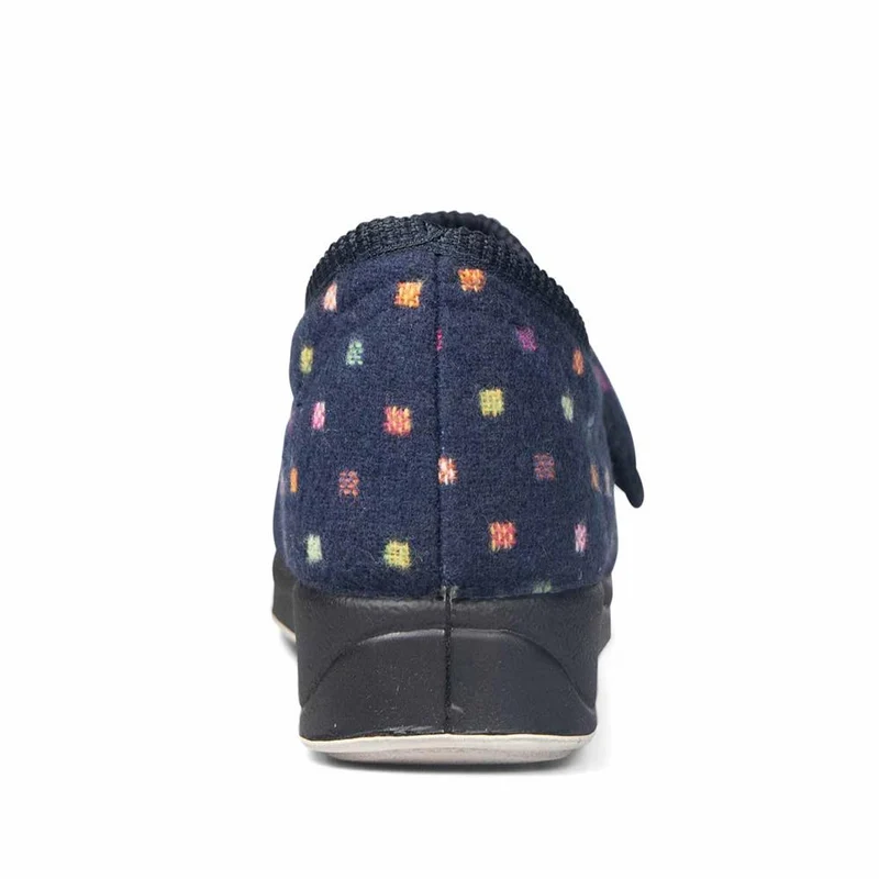 Padders Ladies Slippers 2E Fit Vulcanised - CAMILLA - Camilla / null - Navy Woven Spot