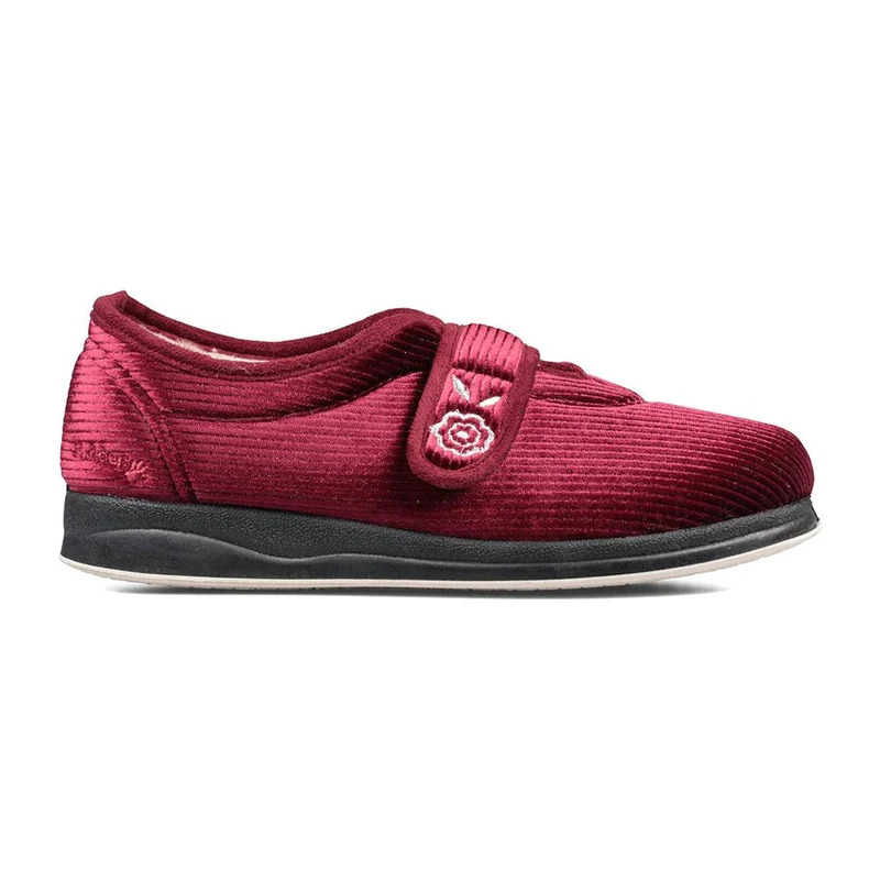 Padders Ladies Slippers 2E Fit Vulcanised - CAMILLA - Camilla / null - Winter Red Sparkle Cord