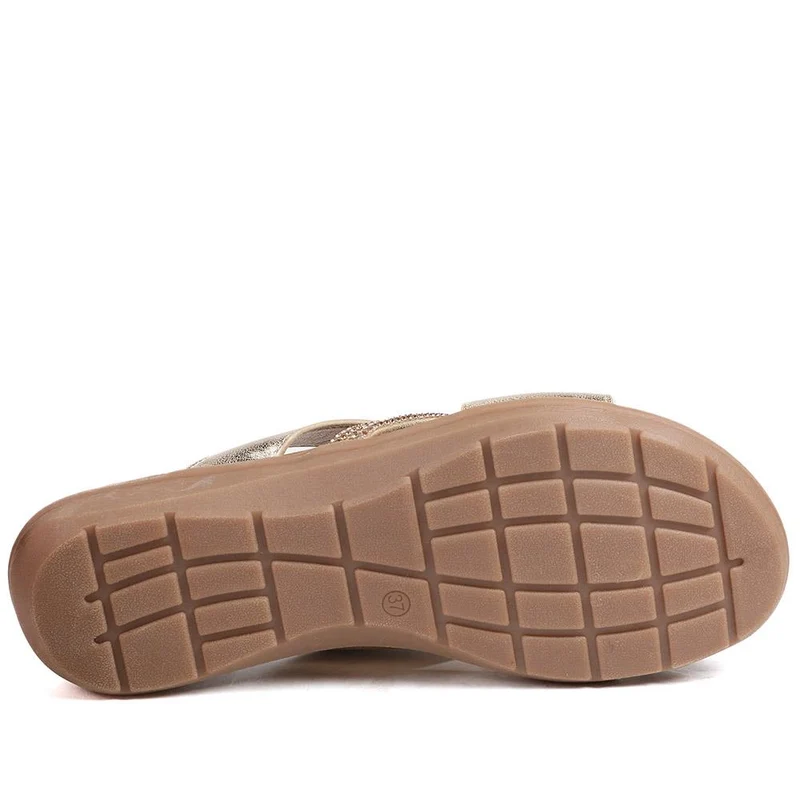 Lightweight Slip On Mule Sandals - BAIZH43010 / 329 165 - Gold