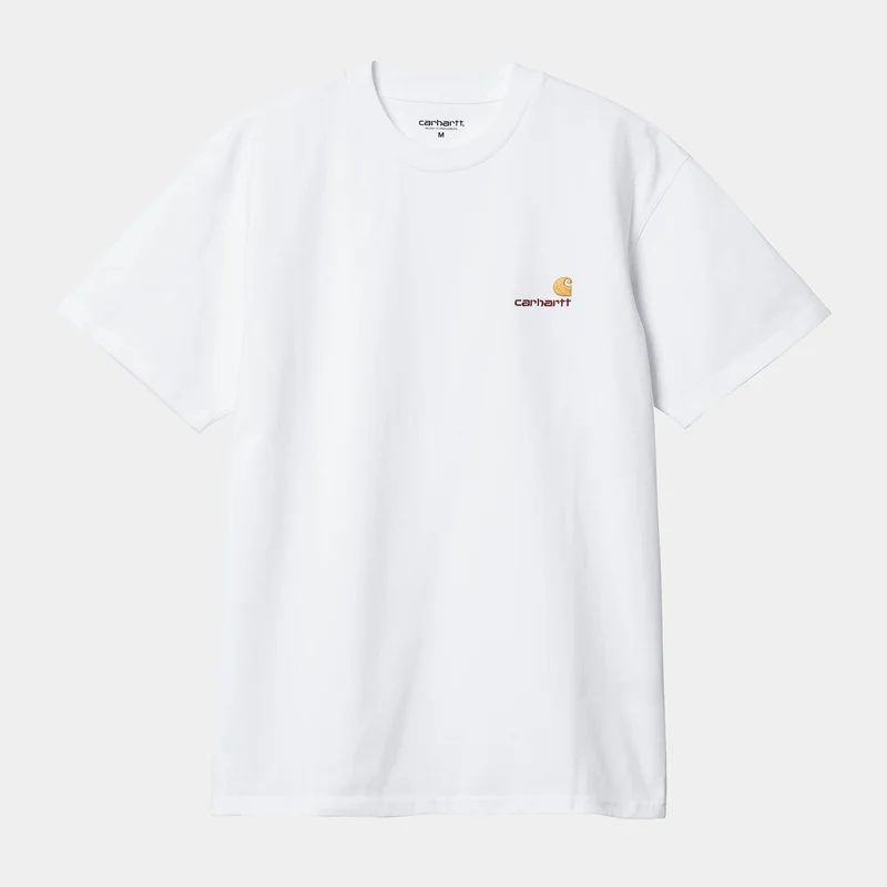 Carhartt WIP Herren Kurzarm American Script T-Shirt - Weiß