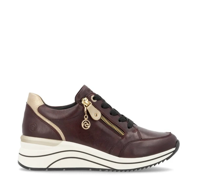 Remonte Extra breite Leder-Sneakers für Damen - Kastanienbraun