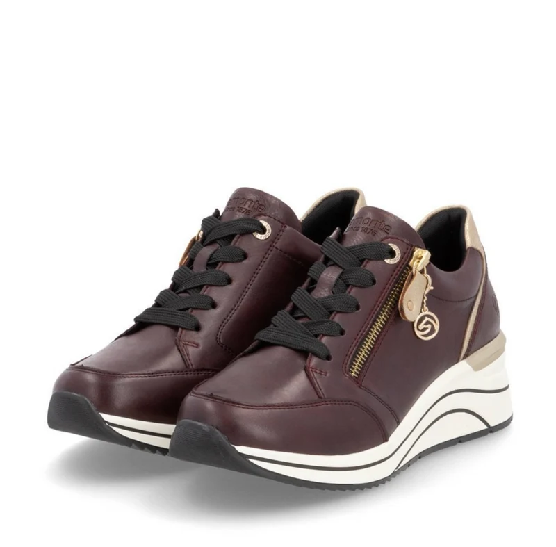 Remonte Extra breite Leder-Sneakers für Damen - Kastanienbraun