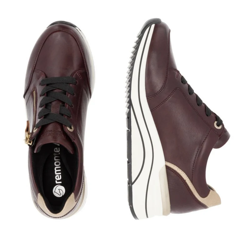 Remonte Extra breite Leder-Sneakers für Damen - Kastanienbraun