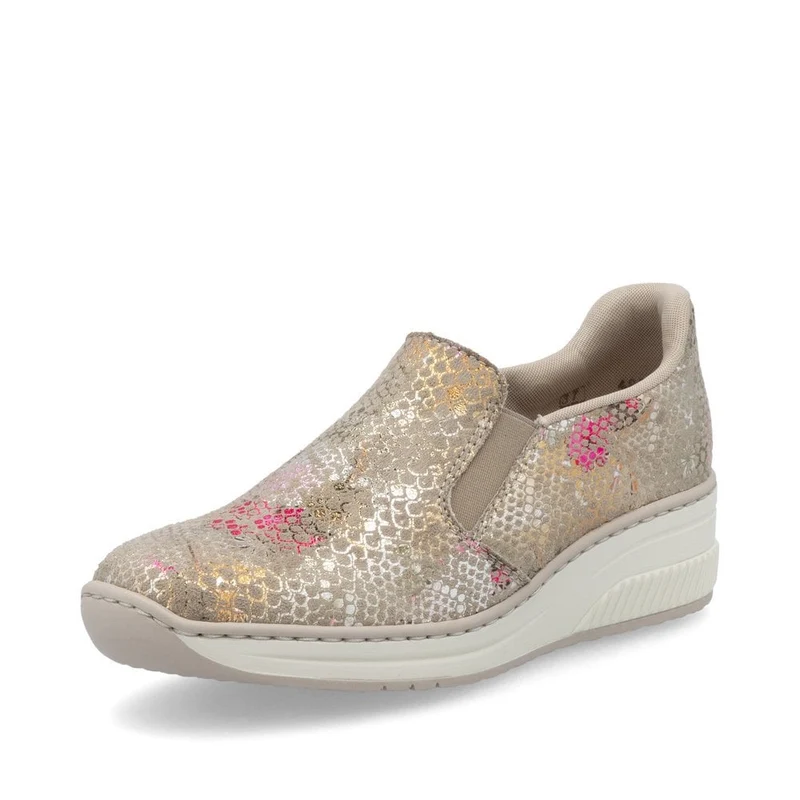 Rieker Slip-On-Sneakers für Damen mit Keilabsatz - Metallic