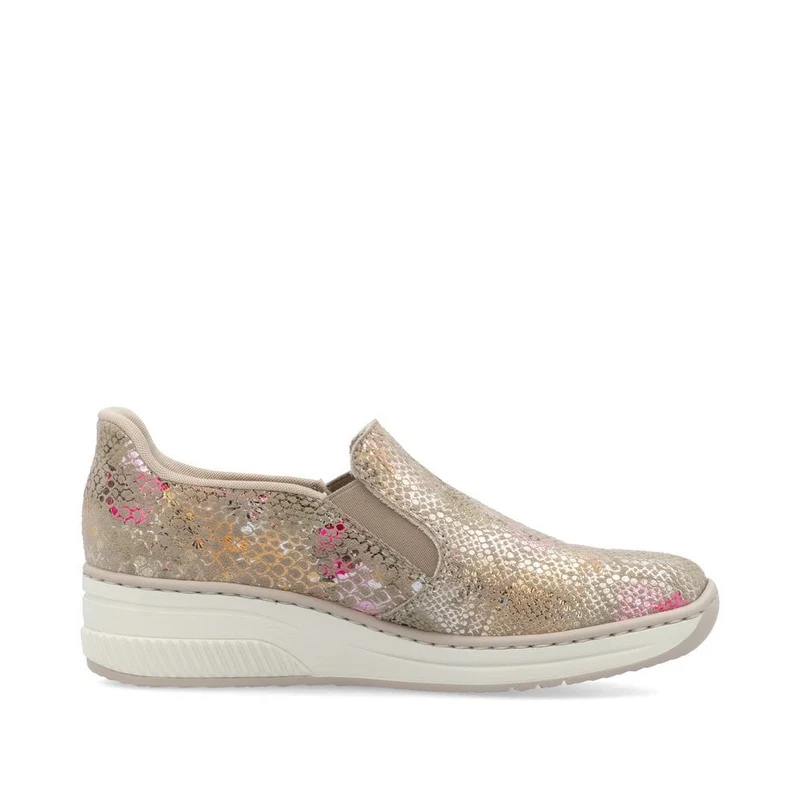 Rieker Slip-On-Sneakers für Damen mit Keilabsatz - Metallic