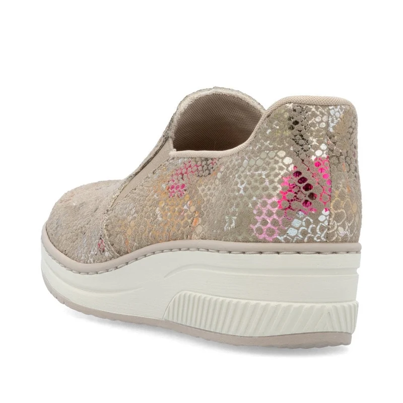 Rieker Slip-On-Sneakers für Damen mit Keilabsatz - Metallic