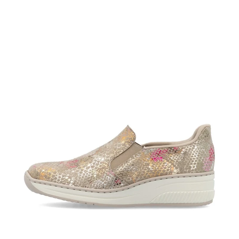 Rieker Slip-On-Sneakers für Damen mit Keilabsatz - Metallic