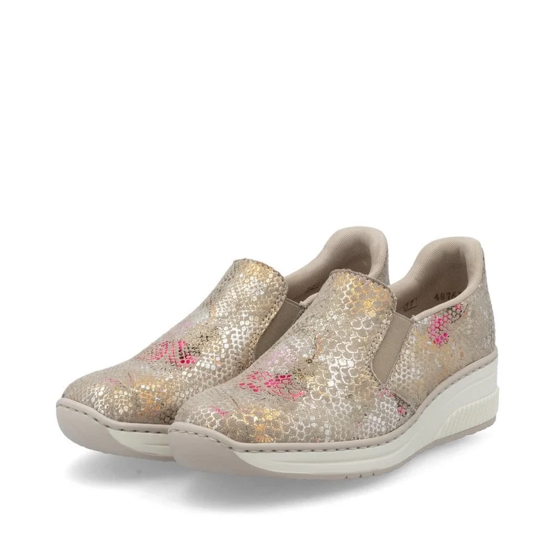 Rieker Slip-On-Sneakers für Damen mit Keilabsatz - Metallic
