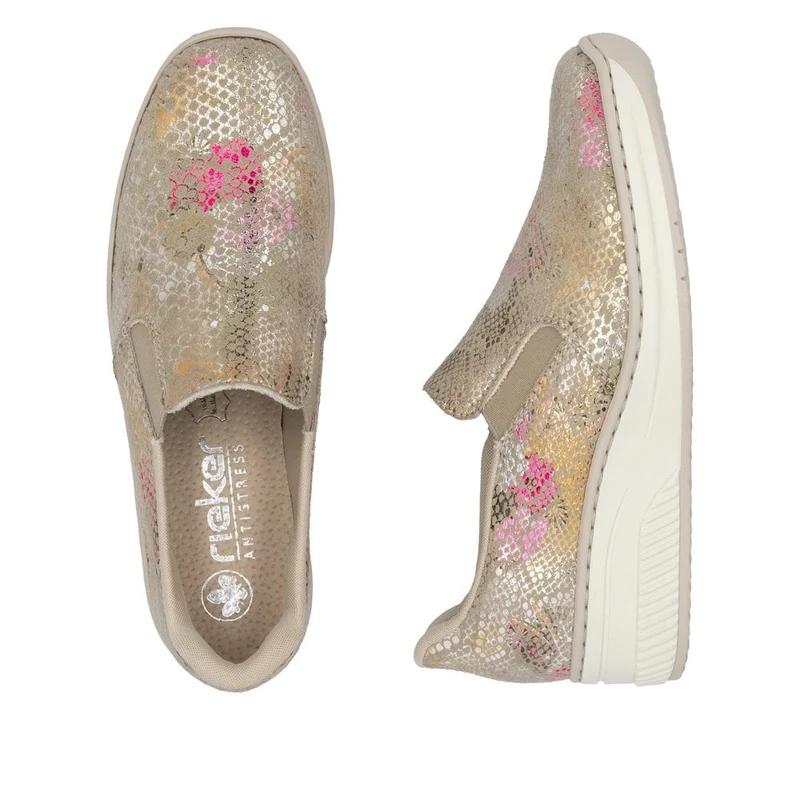 Rieker Slip-On-Sneakers für Damen mit Keilabsatz - Metallic