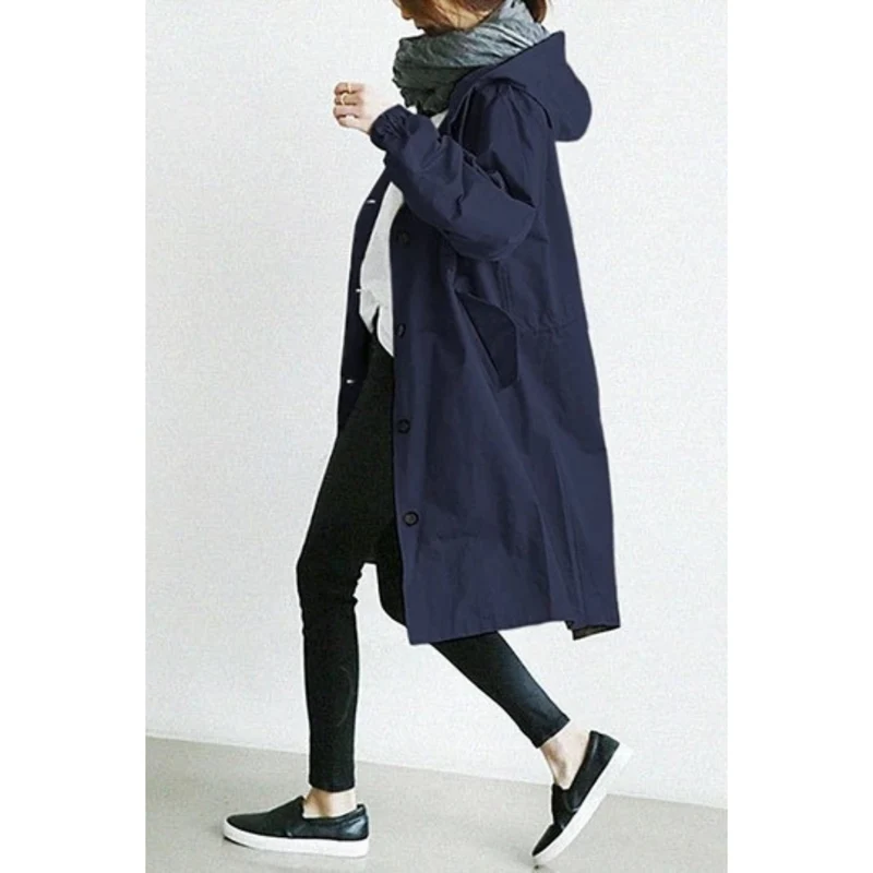 Valentina | Langer Trenchcoat Mit Kapuze Für Stil Und Komfort