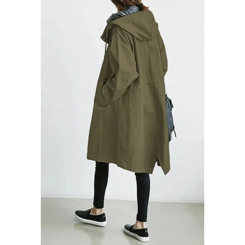 Valentina | Langer Trenchcoat Mit Kapuze Für Stil Und Komfort