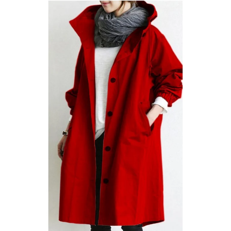 Valentina | Langer Trenchcoat Mit Kapuze Für Stil Und Komfort