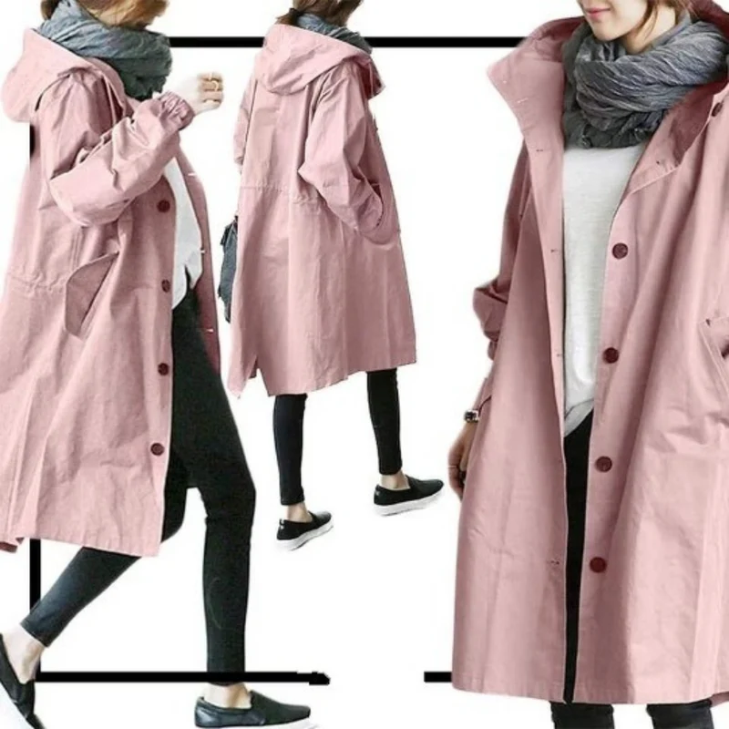 Valentina | Langer Trenchcoat Mit Kapuze Für Stil Und Komfort