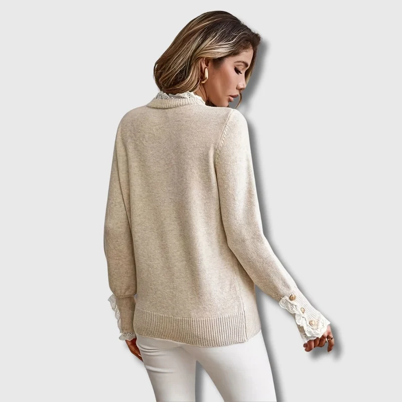 Michelle | Eleganter Spitzenpullover Mit Femininen Details