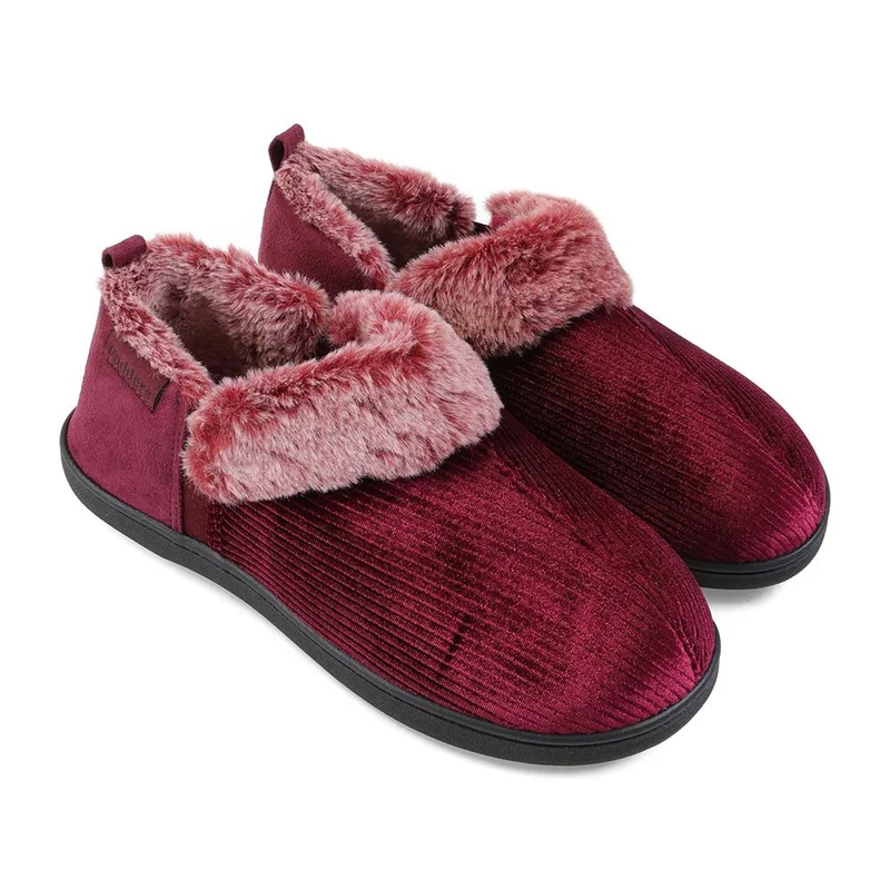 Padders Ladies Slippers 2E Side Stitched Washable - DORA - Dora / null - Winter Red Sparkle Cord