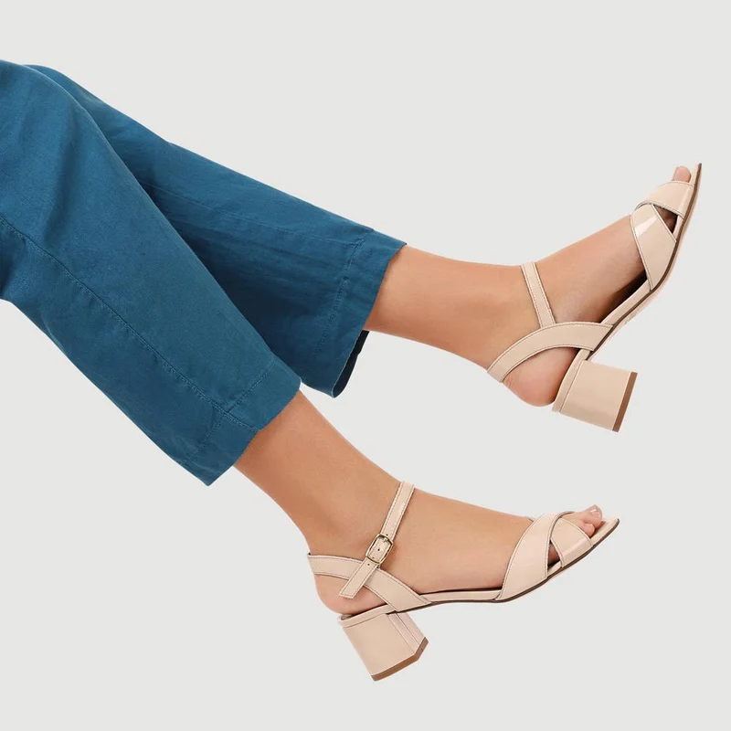 Hesper Leather High Heels - HESPER / 327 790 - Cream Patent