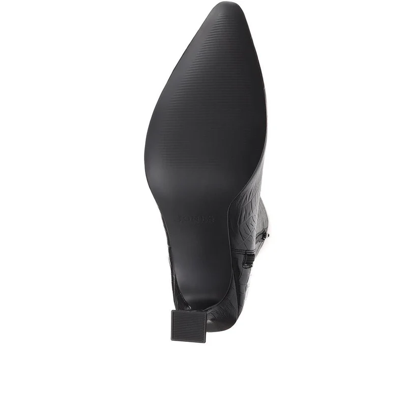 Knee-High Leather Heeled Boots - SIBILLA / 324 558 - Black Croc